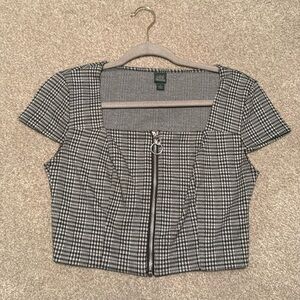 Wild Fable Gingham Zip Crop Top Color